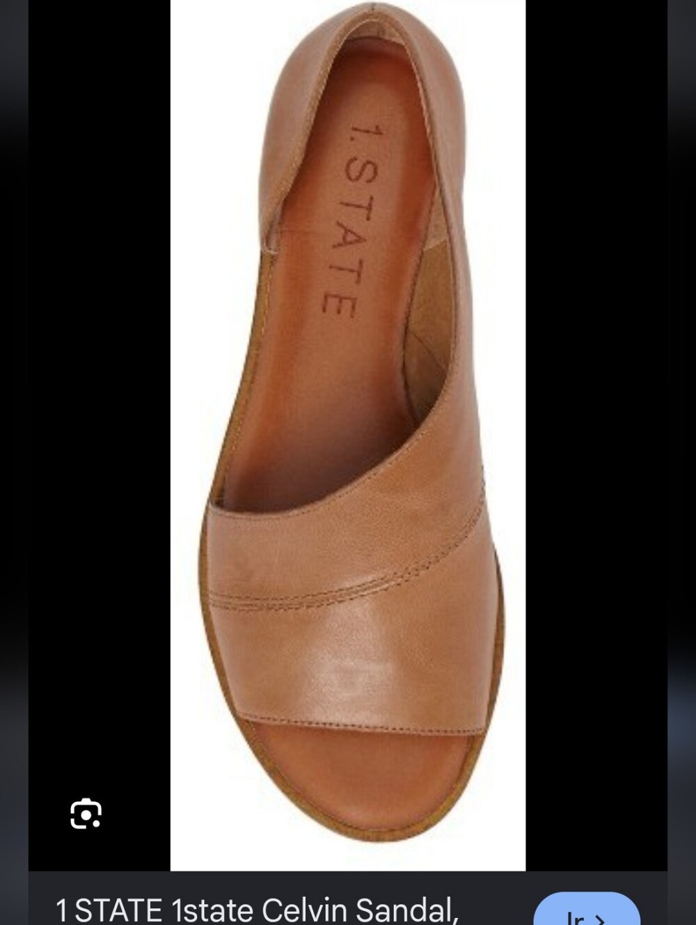 STATE Cognac Leather Open-Toe Slide Sandal